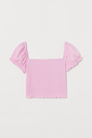 Smocked Cropped Top - Pink - Ladies | H&M US