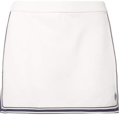 Striped Piqué Tennis Skirt - White