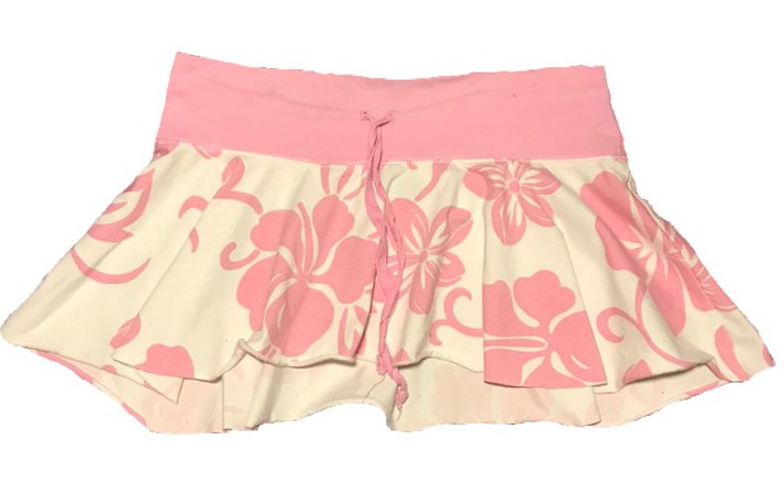 pink hibiscus print y2k mini skirt