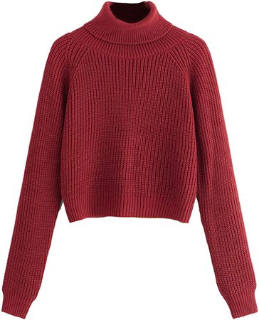 Milumia Women Turtleneck Long Sleeves Fall Winter Sweaters Crop Tops Basic Jumpers Brown Medium at Amazon Women’s Clothing store
