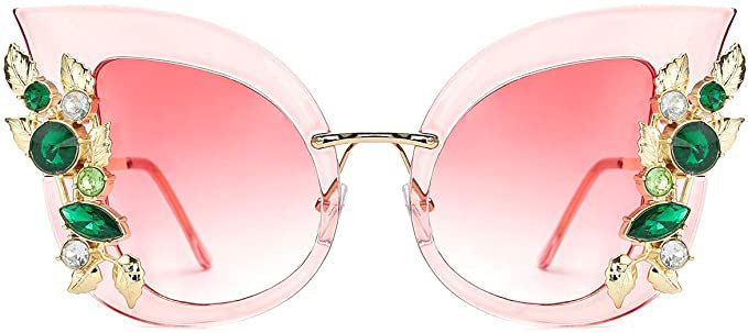Amazon.com: Slocyclub Large Jeweled Butterfly Shaped Sunglasses Oversized Cat Eye Rhinestone Sun Glasses Stylish for Women and Girls: Clothing