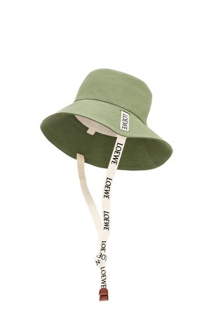 LOEWE - Fisherman hat in canvas and calfskin Green -