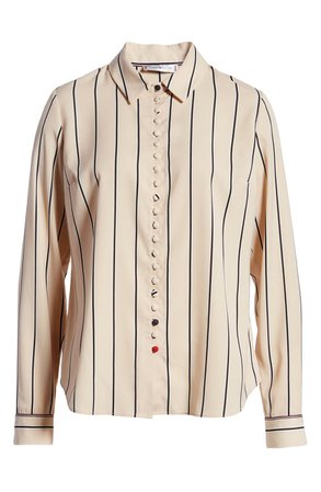 Tommy Hilfiger Stripe Button Up Shirt | khaki