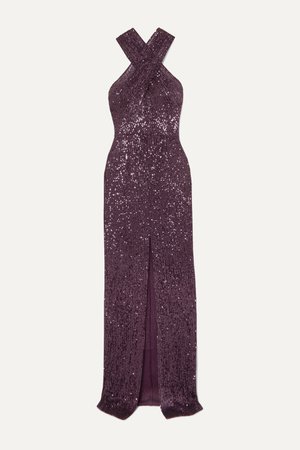 Purple Cutout sequined tulle gown | Naeem Khan | NET-A-PORTER