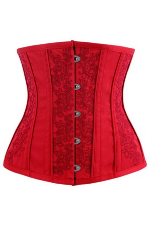 *clipped by @luci-her* Atomic Red Steel Bone Embroidery Underbust Corset | Atomic Jane Clothing