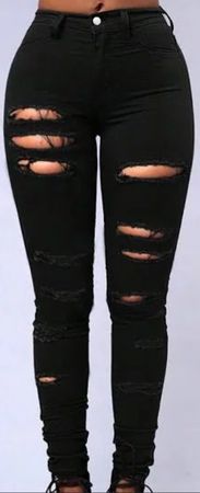 Black SHEIN Ripped Skinny Jeans