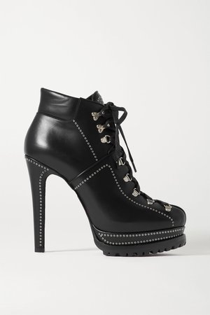 Black 135 eyelet-embellished leather ankle boots | Alaïa | NET-A-PORTER