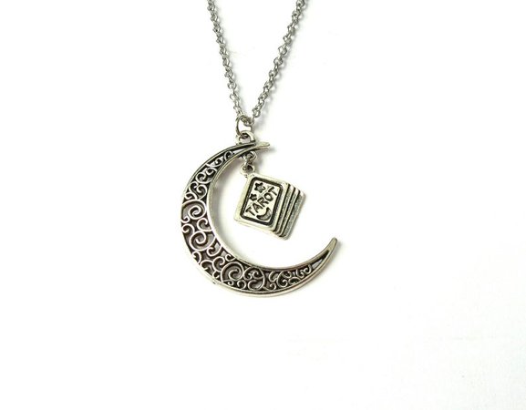 Moon & tarot Necklace-choker or long-Filigree-Crescent | Etsy