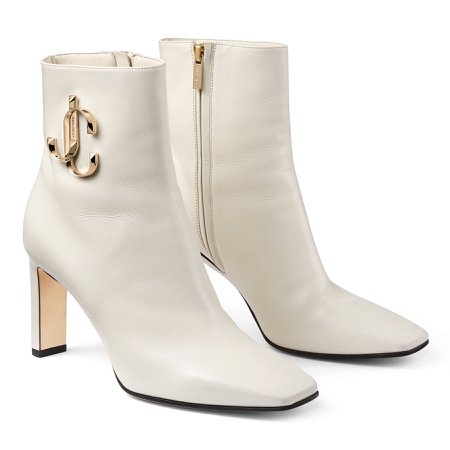 Latte Calf Leather Ankle Bootie with Gold JC|MINORI 85| Autumn Winter 19| JIMMY CHOO
