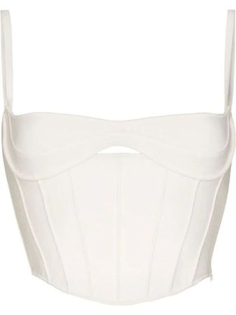 mugler white cropped corset top