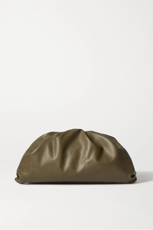 Army green The Pouch large gathered leather clutch | Bottega Veneta | NET-A-PORTER