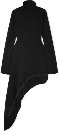 Bauhaus Asymmetric Cutout Hammered-satin Turtleneck Dress - Black