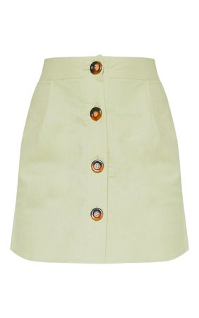Mint Cotton Button Detail Mini Skirt | Skirts | PrettyLittleThing