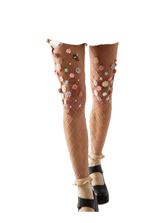 Aurora tights Free People floral fishnets
