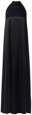 WtR - Black Silk Halter Neck Maxi Dress