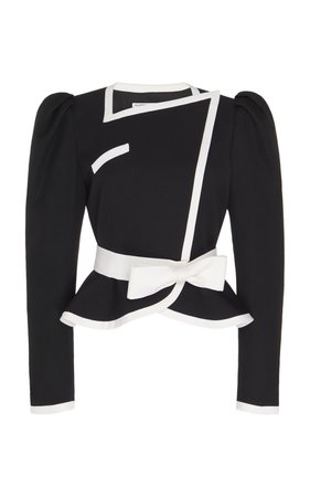 Alessandra Rich Bow-Accented Peplum Wool Jacket