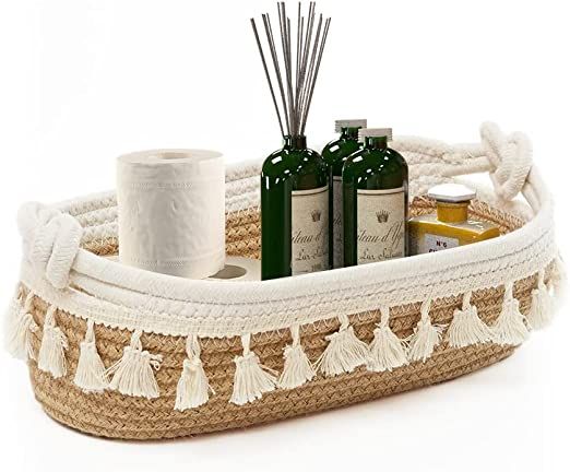 Amazon.com: HOSROOME Small Cotton Rope Woven Basket Toilet Paper Baskets for Organizing Decorative Basket for Boho Decor Small Storage Basket for Bedroom Nursery Livingroom Entryway,Beige : Clothing, Shoes & Jewelry