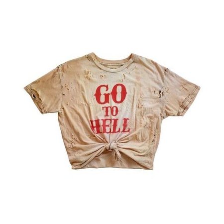 distressed tied go to hell tee