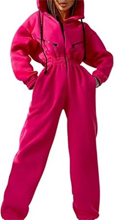 Amazon.com: Womens Winter Onesies Jumpsuits Zip-Up Hoodie Long Sleeve One Piece Pajamas Sporty Romper Bodysuits : Clothing, Shoes & Jewelry
