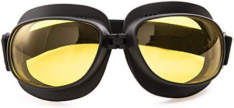 Amazon.com: Evomosa Motorcycle Goggles Vintage Pilot Goggles Retro Motocross Goggle Outdoor Eyewear Sports Glasses for Half Helmet (Black frame Yellow lens) : Everything Else