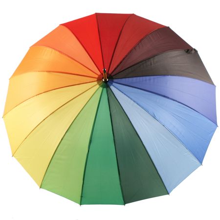 Wooden Handle Rainbow Umbrella • Crook Handle - Brolliesgalore