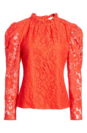 Rachel Parcell Ruffle Neck Lace Top (Nordstrom Exclusive) | Nordstrom