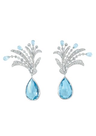 Boucheron, Paon de Lune Aquamarine and diamond earrings