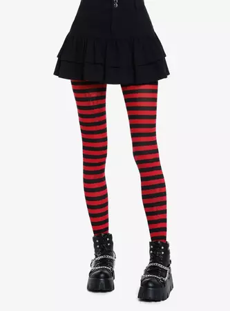 Hot Topic Black & Red Stripe Tights | Hawthorn Mall