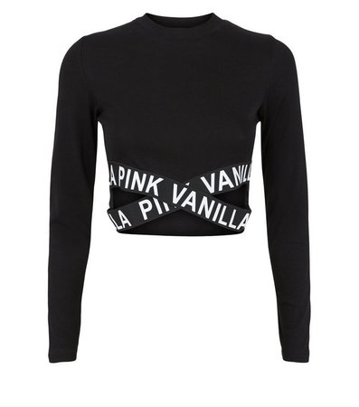 Pink Vanilla Black Strappy Slogan Crop Top | New Look