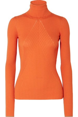 Victoria Beckham | Paneled ribbed wool turtleneck sweater | NET-A-PORTER.COM