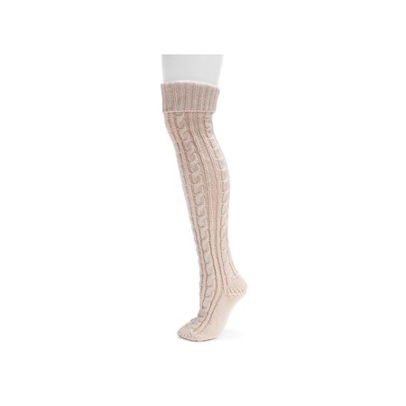MUK LUKS Women's Cable-Knit Cuffed Over-The-Knee Socks
