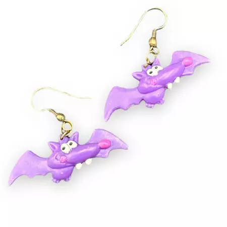 Silly vintage 90s purple Halloween bat earrings – cartoon | Mercari