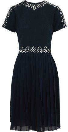 Aghal Embellished Pleated Georgette And Crepe Dress