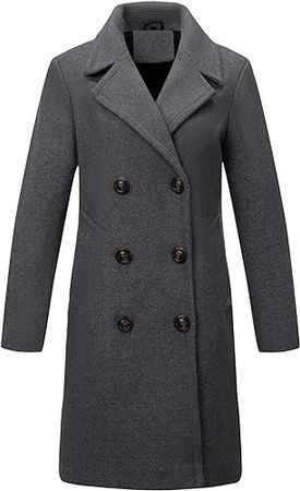 Women Woolen Lapel Blazer Coat Winter Long Trench Coat Elegant