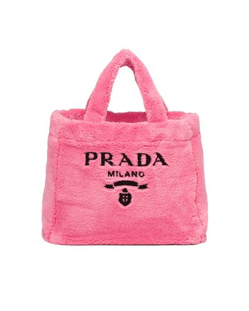 Petal Pink/black Terry tote bag | Prada
