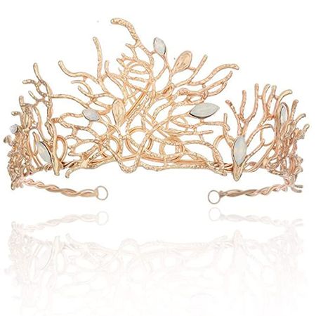 Amazon.com: Brishow Brides Wedding Crown with shells Gold Coral Crowns Seashell Crystal Tiaras for Women and Girls : Beauty & Personal Care