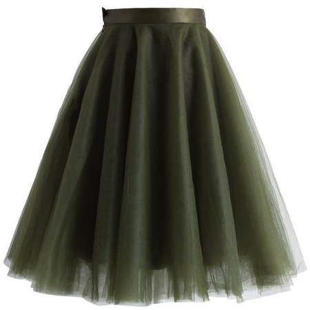 Olive Green Tulle Skirt