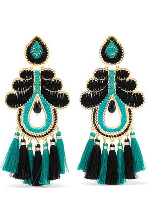 Mercedes Salazar | Curubas Mágicas tasseled gold-plated and bead clip earrings | NET-A-PORTER.COM