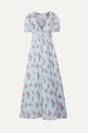 LOVESHACKFANCY Stacy lace-trimmed floral-print cotton-crepon maxi dress