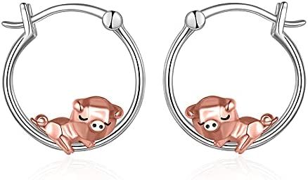 Amazon.com: Pig Earrings Sterling Silver Origami Pig Hoop Earrings Pig Jewelry Gifts for Women Daughter: Clothing, Shoes & Jewelry