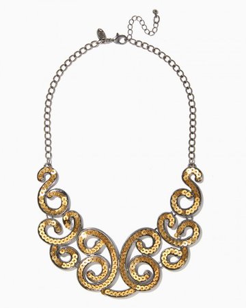 Gold Sequin Lace Necklace