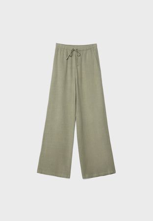 Loose-fitting linen blend trousers - Women's Trousers | Stradivarius United States