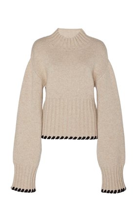 Khaite | Colette Braid-Trimmed Cashmere Turtleneck Sweater