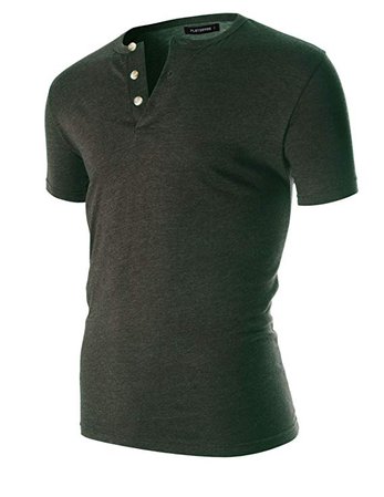 FLATSEVEN Men's Casual Short Sleeve Henley Shirt With Button at Amazon Men’s Clothing store: