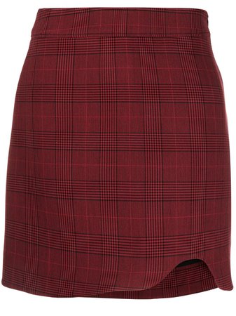 Red Ganni Checked Asymmetric Skirt | Farfetch.com