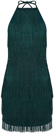 Amazon.com: L'VOW Women' Sexy Open Back Skirt Bodycon Gatsby Cocktail Party Fringed Flapper Costume Dress: Clothing