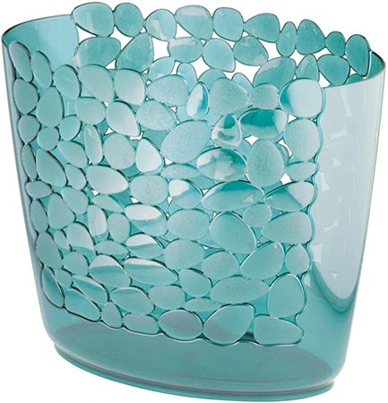 Amazon.com: mDesign Small Oval Durable Plastic Pebble Stones Recycle Trash Can Wastebasket, Garbage Container Bin for Bathrooms, Kitchen, Bedroom, Home Office - Blue : Home & Kitchen