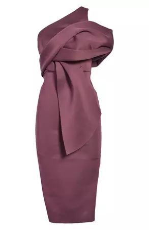 ASOS DESIGN Gathered One-Shoulder Midi Pencil Dress | Nordstrom