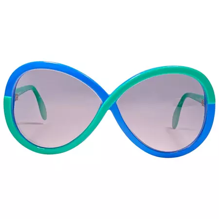 70s New Vintage Silhouette 3024 Green and Blue Infinity Funk Germany 1980 Sunglasses For Sale at 1stDibs