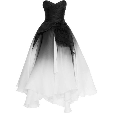 Black & White Ombre Silk Evening Gown